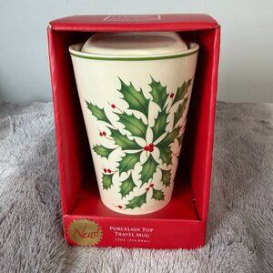 Lenox Christmas Holly Holiday Porcelain Top Travel Mug